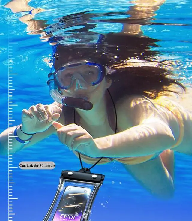 Alt view image 2 of 7 - Defemim Waterproof Phone Pouch,Floatable Waterproof Phone Pouch with Touchscreen,Universal IPX8 Waterproof Cell Phone Case,Underwater Photography,for Swimming,Rafting,Diving,for All Models (Pink)