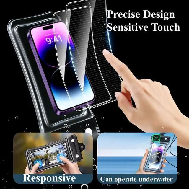 Alt view image 3 of 7 - Defemim Waterproof Phone Pouch,Floatable Waterproof Phone Pouch with Touchscreen,Universal IPX8 Waterproof Cell Phone Case,Underwater Photography,for Swimming,Rafting,Diving,for All Models (Pink)