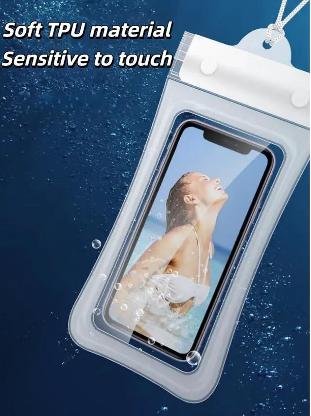 Alt view image 4 of 6 - Waterproof Phone Pouch with Airbag, Sealed Case for Swimming (White)