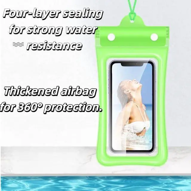Alt view image 6 of 6 - Waterproof Phone Pouch with Airbag, Sealed Case for Swimming (White)