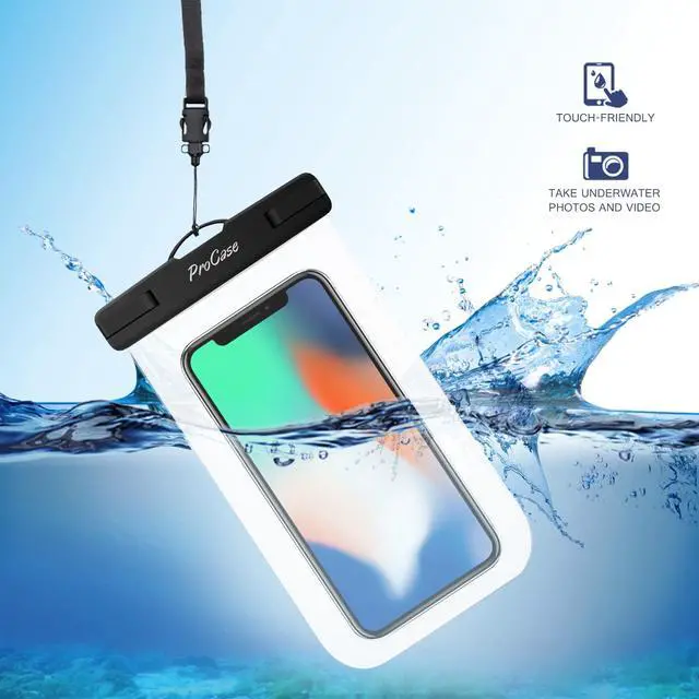 Alt view image 5 of 7 - ProCase 2 Pack Waterproof Phone Pouch, Underwater Phone Case Up to 7", Dry Bag for iPhone 17 Air 16 15 14 13 Pro Plus Max, Galaxy S24 S23 S22 Ultra Pixel, Beach Essentials -White & Green