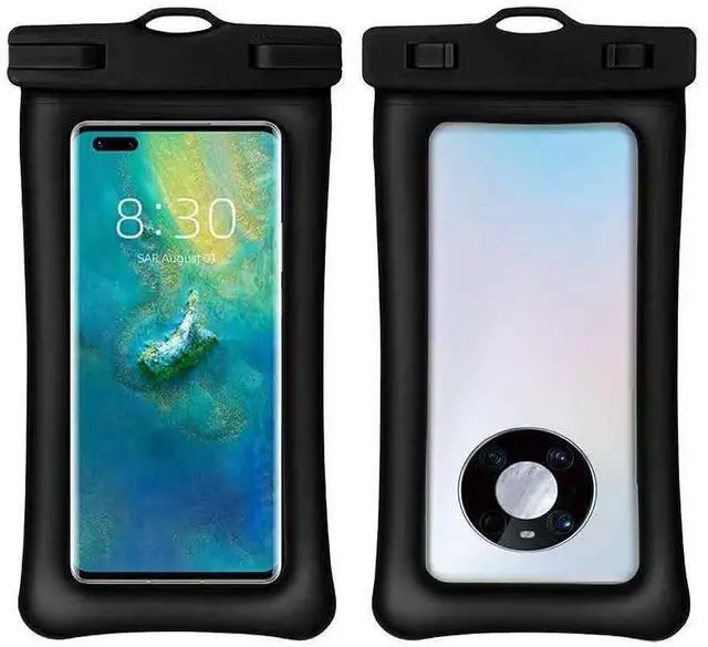 Main image of Waterproof Phone Pouch with Airbag, Floating Dry Bag for Water Parks, Rafting, Surfing, Black