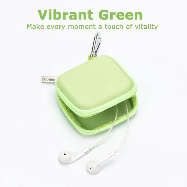 Alt view image 2 of 5 - Ginsco Mini-Portable Hard Shell Square Earbuds Case for Apple EarPods/Samsung Galaxy Wired/Wireless Earbuds, Cell Phone Accessories Organizer with Carabiner for Earphones