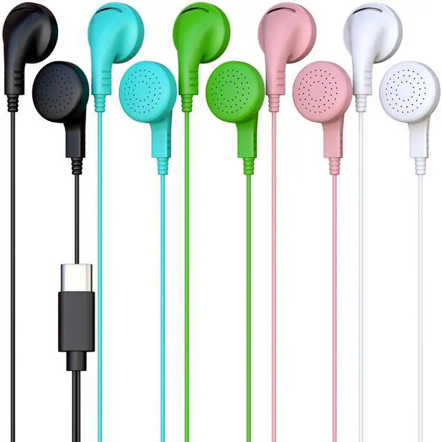 Main image of 20 Pack Bulk Wired Earphones, USB-C, in-Ear, Compatible with Phone, Tablet, Laptop, PC for School, Online Class, Meeting, Web Conference, Practice, Test, Mix
