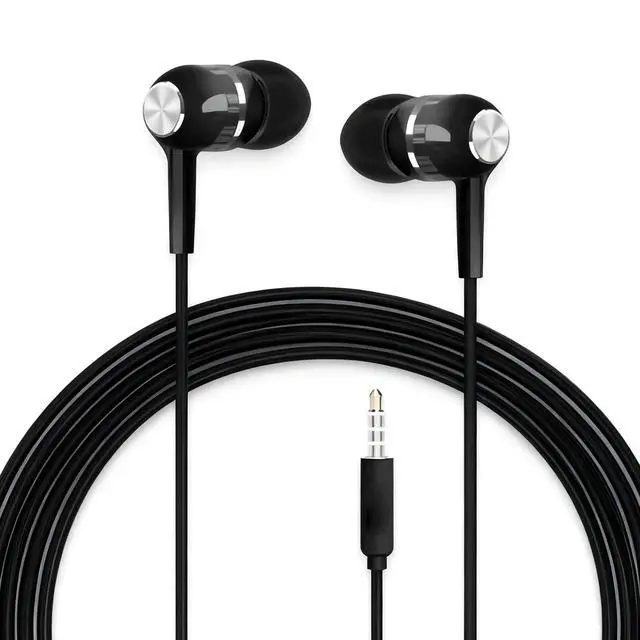 Alt view image 4 of 7 - Wired Sport Earphone Bass Earbuds with Microphone for Mobile Phone and PC 3.5mm 1 Pair (Black)