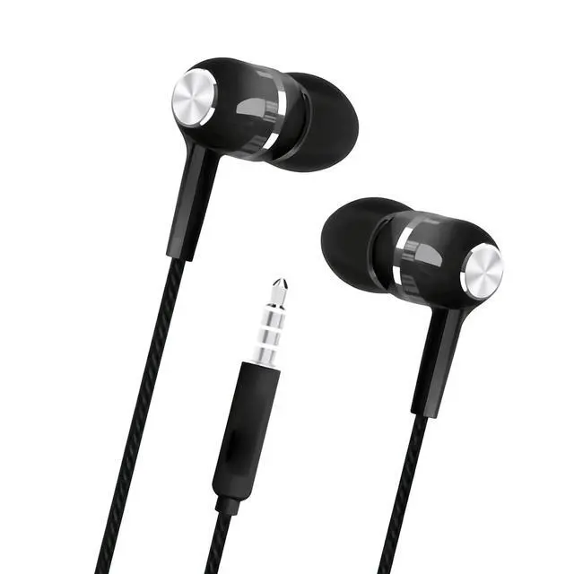 Alt view image 5 of 7 - Wired Sport Earphone Bass Earbuds with Microphone for Mobile Phone and PC 3.5mm 1 Pair (Black)