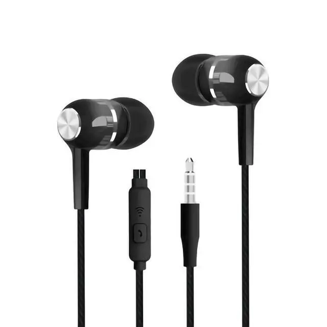 Alt view image 6 of 7 - Wired Sport Earphone Bass Earbuds with Microphone for Mobile Phone and PC 3.5mm 1 Pair (Black)