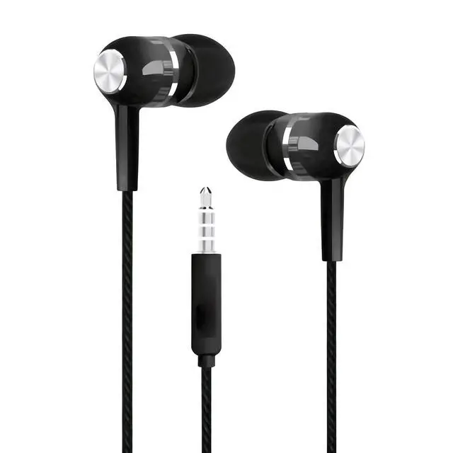 Alt view image 7 of 7 - Wired Sport Earphone Bass Earbuds with Microphone for Mobile Phone and PC 3.5mm 1 Pair (Black)