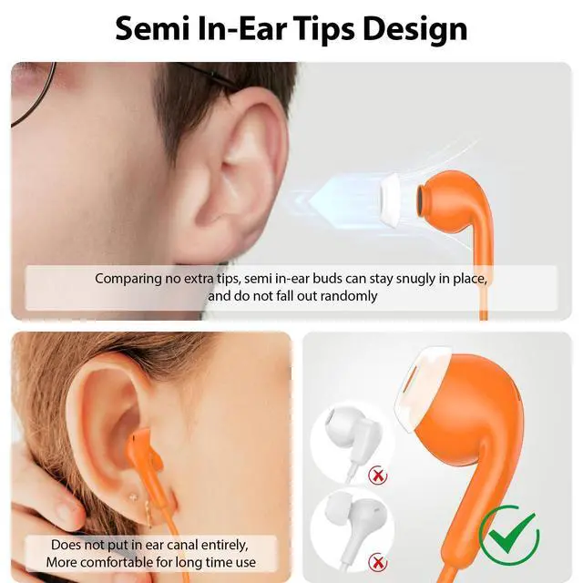 Alt view image 5 of 7 - USB C Headphone in-Ear Noise Isolation Wired Earbuds for iPhone 17 Pro Max