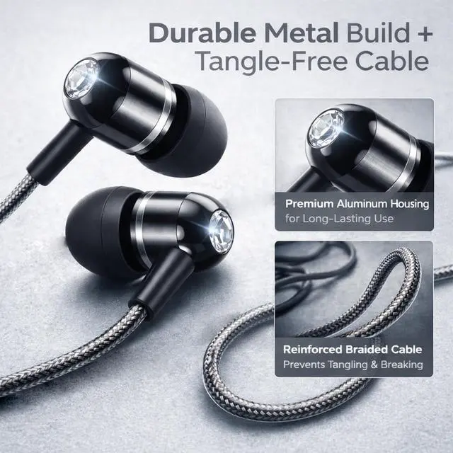 Alt view image 5 of 7 - ADOOPE USB-C Wired Earbuds with Microphone, in-Ear Headphones for Android & USB-C Devices, Noise-Isolating Stereo Earphones with Inline Remote for Phone Calls, Music & Video - Black