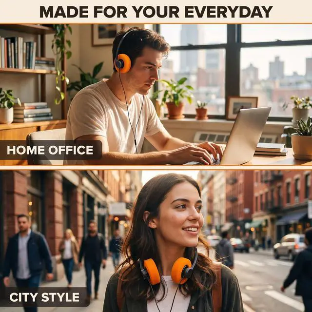 Alt view image 7 of 7 - Retro Over-Ear Headphone,Vintage Feelings Underwire Headphones,Retro Lightweight Earphones,Hi-Fi Stereo Earphone Headset,Headphone,for Most Mobile Phones Playback Pevices Headphones (Orange)