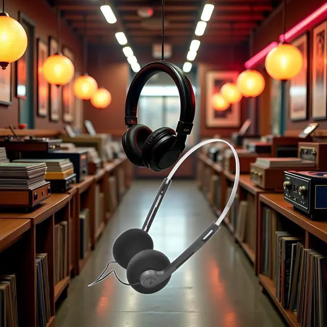 Alt view image 6 of 7 - Cauaoa Black Retro Over-Ear Earphones, Mini Stereo Lightweight Headphones with Cord, 80s 90s Vintage Headset Wired, Hi-Fi Stereo Earphone for Most Mobile Phones Playback Pevices Headphones