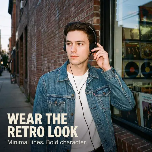 Alt view image 6 of 7 - Jinshining Retro Over-Ear Earphones, Retro Headphones Wired,Mini Stereo Lightweight Headphone with Cord, 80s 90s Vintage Headset Wired,Headphone for Most Mobile Phones Playback Headphones (Black)
