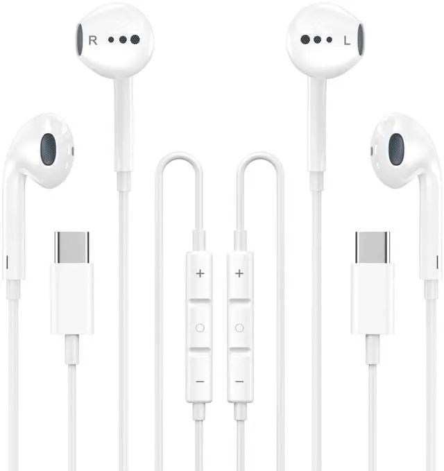 Main image of USB C Headphones for iPhone 16 15,2 Pack Type C Earbuds Wired Earbuds with Microphone & Remote Control Noise Cancelling Earphones Compatible with iPhone 15/16 Pro Max, iPad Pro,S24 S23 Most USB C Jack