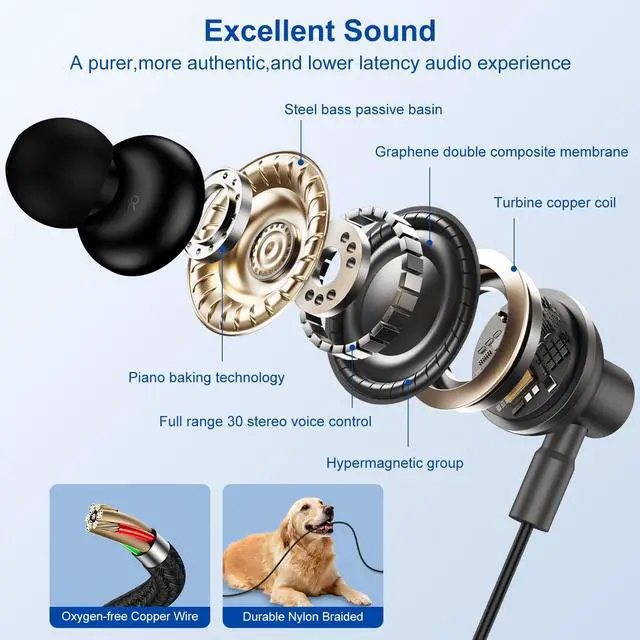 Alt view image 3 of 7 - Magnetic iPhone Headphones Wired with Lightning Connector for iPhone 14 13 12 11 Pro Max SE XS XR X 8 7 6 5, Apple MFi Certified Wired Earbuds Corded Earphones in Ear Buds Microphone Volume Control