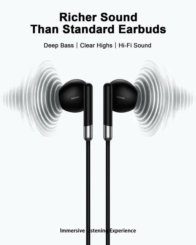 Alt view image 2 of 7 - Wired Earbuds Headphones 3.5mm AUX Plug Cord, Apple Airpods Gaming Earbuds