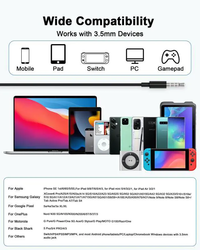 Alt view image 7 of 7 - Wired Earbuds Headphones 3.5mm AUX Plug Cord, Apple Airpods Gaming Earbuds