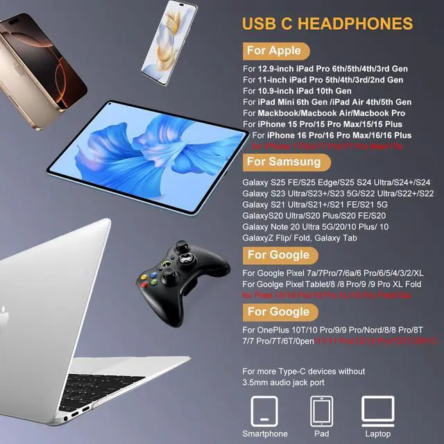 Alt view image 7 of 7 - Pixel Earbuds,USB C Wired Ear Buds for Google Pixel 10a,10,10 Pro,10Pro XL,10Pro Fold,9a 9Pro XL Fold,8a,8Pro,7a,7Pro,6a,6Pro,5a,5,4a,4XL,3a,3 2XL,Type C Wired Headphones in Ear Microphone Earphones