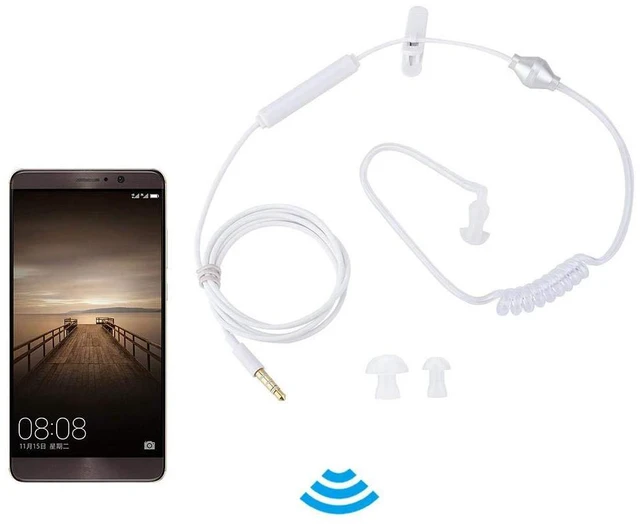 Main image of Yoidesu Universal 3.5mm Jack Acoustic Hollow Air Tube Earbuds Headphones with Microphone,Anti-Radiation in-Ear Single Earbud,Wired Cell Phone Earpiece (White)