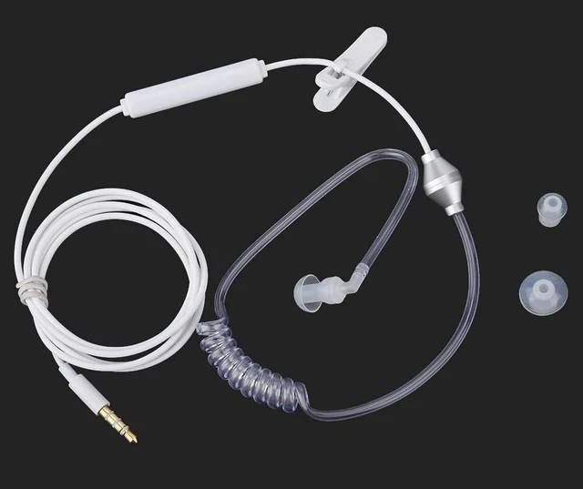 Alt view image 6 of 7 - Yoidesu Universal 3.5mm Jack Acoustic Hollow Air Tube Earbuds Headphones with Microphone,Anti-Radiation in-Ear Single Earbud,Wired Cell Phone Earpiece (White)