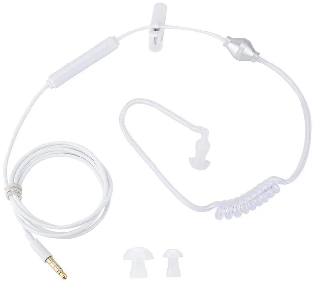 Alt view image 7 of 7 - Yoidesu Universal 3.5mm Jack Acoustic Hollow Air Tube Earbuds Headphones with Microphone,Anti-Radiation in-Ear Single Earbud,Wired Cell Phone Earpiece (White)