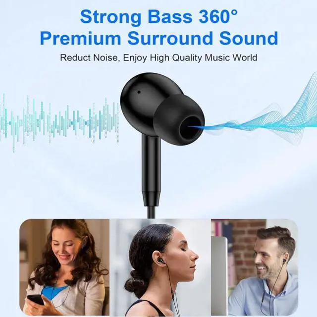 Alt view image 6 of 7 - W-Tronics USB C Wired Earbuds with Microphone | Volume Control, Noise Isolation, In Ear, For Smartphones, Tablets and Laptops