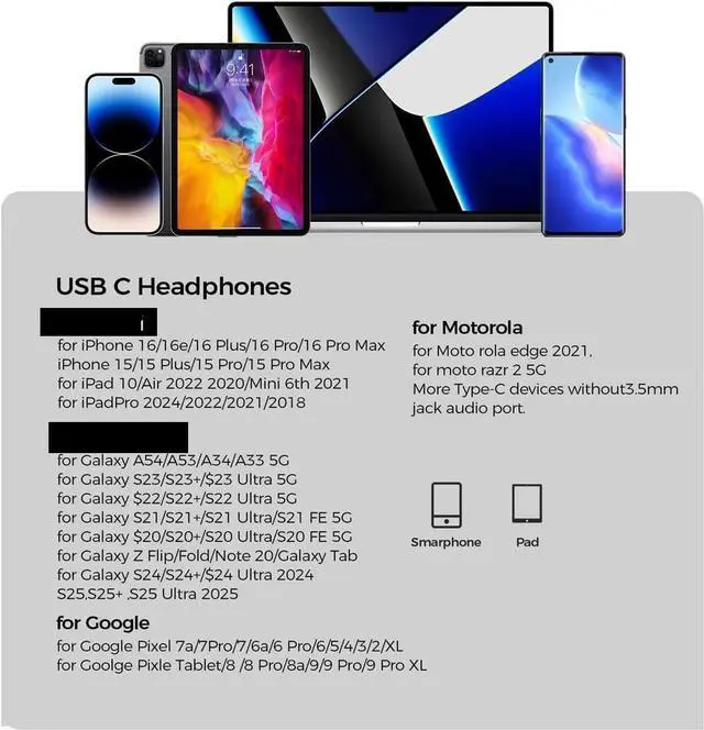 Alt view image 7 of 7 - W-Tronics USB C Wired Earbuds with Microphone | Volume Control, Noise Isolation, In Ear, For Smartphones, Tablets and Laptops