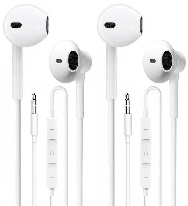Main image of CLIPSUN Wired Earbuds 2 Pack, Earbuds HiFi Stereo Wired Earphones Headphones with Microphone Volume Control Compatible with iPad, Laptop, MP3, Android Smartphones, Fits All 3.5mm Jack Device