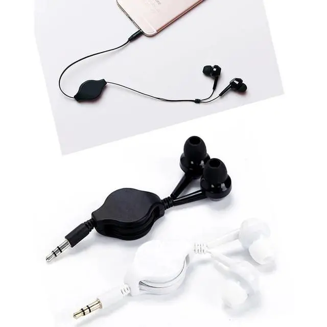 Alt view image 3 of 6 - ThtRht 2 Pack Retractable Earbuds Wired Earphone Portable 3.5mm Plug Stereo in-Ear Headphone Wiring Ear Buds for Computer PC Tablet Phone Airplane Airline Flight Fly Trip Plane Laptop MP3 Player