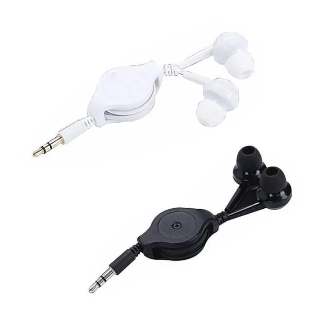Alt view image 6 of 6 - ThtRht 2 Pack Retractable Earbuds Wired Earphone Portable 3.5mm Plug Stereo in-Ear Headphone Wiring Ear Buds for Computer PC Tablet Phone Airplane Airline Flight Fly Trip Plane Laptop MP3 Player