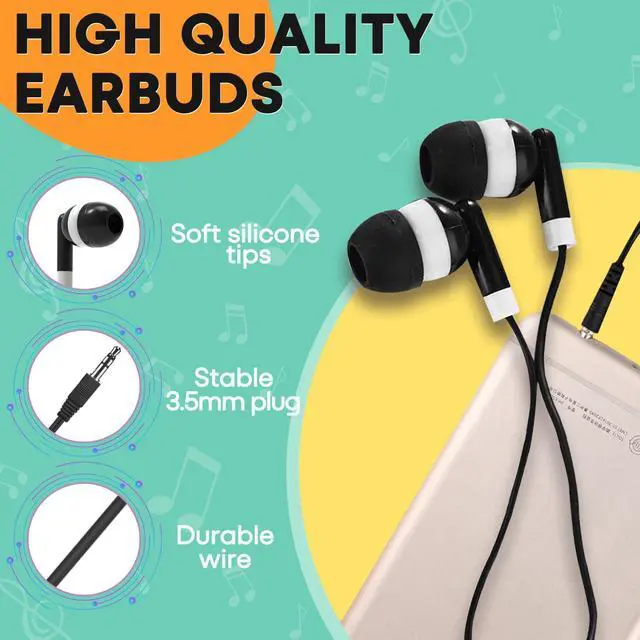 Alt view image 3 of 7 - Gaosen Bulk Earbuds Headphones 10 Pack for Classroom Kids Students School, Multi Colored Class Set Wired Earphones for Children Toddler Teens Boys Girls and Adult