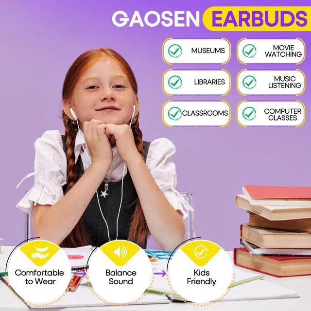 Alt view image 5 of 7 - Gaosen Bulk Earbuds Headphones 10 Pack for Classroom Kids Students School, Multi Colored Class Set Wired Earphones for Children Toddler Teens Boys Girls and Adult