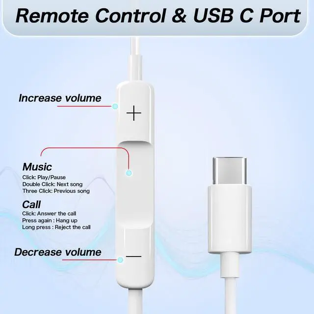 Alt view image 2 of 7 - kelongn USB C Headphones Wired for iPhone 17 16 15 Pixel Galaxy