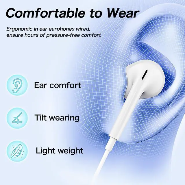 Alt view image 4 of 7 - kelongn USB C Headphones Wired for iPhone 17 16 15 Pixel Galaxy