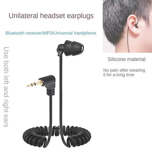 Alt view image 2 of 7 - Kqcibz 3.5mm Spring Earphones Single Side Headphones Earbuds Wired Headset for Mobile Phone MP3 Computer, Black, 500347521