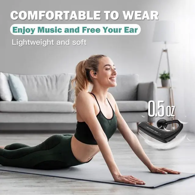 Alt view image 3 of 7 - Open Ear Headphones Wireless Bluetooth Single Bone Conduction Wireless Earbuds with Earhooks Bone Conduction Headphones Bluetooth Head Set Earphones IPX5 Waterproof Long Battery Life Earpiece Black