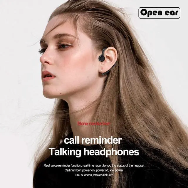 Alt view image 4 of 7 - Open Ear Headphones Wireless Bluetooth Single Bone Conduction Wireless Earbuds with Earhooks Bone Conduction Headphones Bluetooth Head Set Earphones IPX5 Waterproof Long Battery Life Earpiece Black
