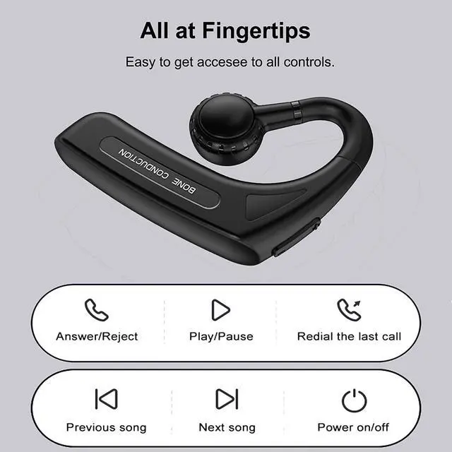 Alt view image 5 of 7 - Open Ear Headphones Wireless Bluetooth Single Bone Conduction Wireless Earbuds with Earhooks Bone Conduction Headphones Bluetooth Head Set Earphones IPX5 Waterproof Long Battery Life Earpiece Black