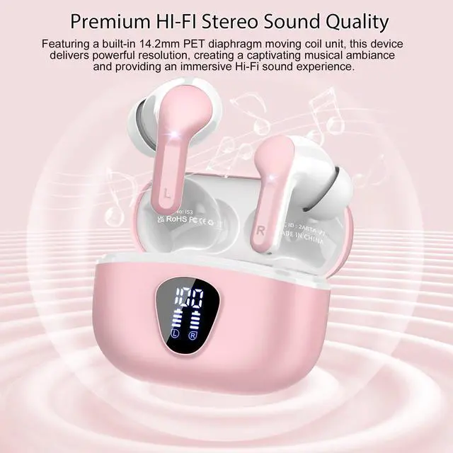 Alt view image 5 of 7 - Wireless Earbuds, Bluetooth 5.4 Headphones HiFi Stereo, Bluetooth Earbuds