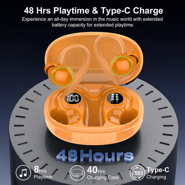 Alt view image 4 of 7 - Wireless Earbuds, Bluetooth 5.4 Headphones Sport Over Ear Buds With ENC Mic