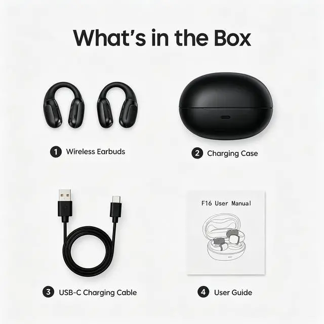 Alt view image 7 of 7 - Open Ear Clip-On Earbuds, Bluetooth 5.4 Wireless Headphones IP65 Waterproof Lightweight 16H Playtime Touch Control Earphones Comfort Design for Small Ears&Glasses