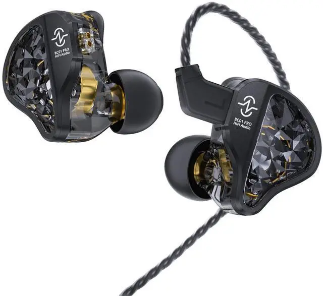 Main image of CCZ BC01 PRO in Ear Monitor Headphones, 1BA 1DD Hybrid Driver Wired Gaming Earbuds, Deep Bass Sound Wired Ear buds, HiFi IEM for Gaming Video Calling Singer Musician Drummer (without mic, Dark Black)