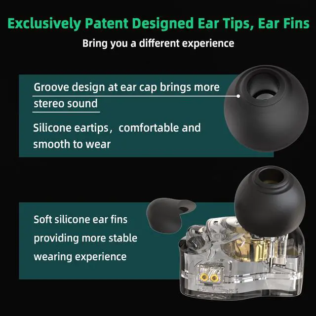 Alt view image 6 of 7 - CCZ BC01 PRO in Ear Monitor Headphones, 1BA 1DD Hybrid Driver Wired Gaming Earbuds, Deep Bass Sound Wired Ear buds, HiFi IEM for Gaming Video Calling Singer Musician Drummer (without mic, Dark Black)