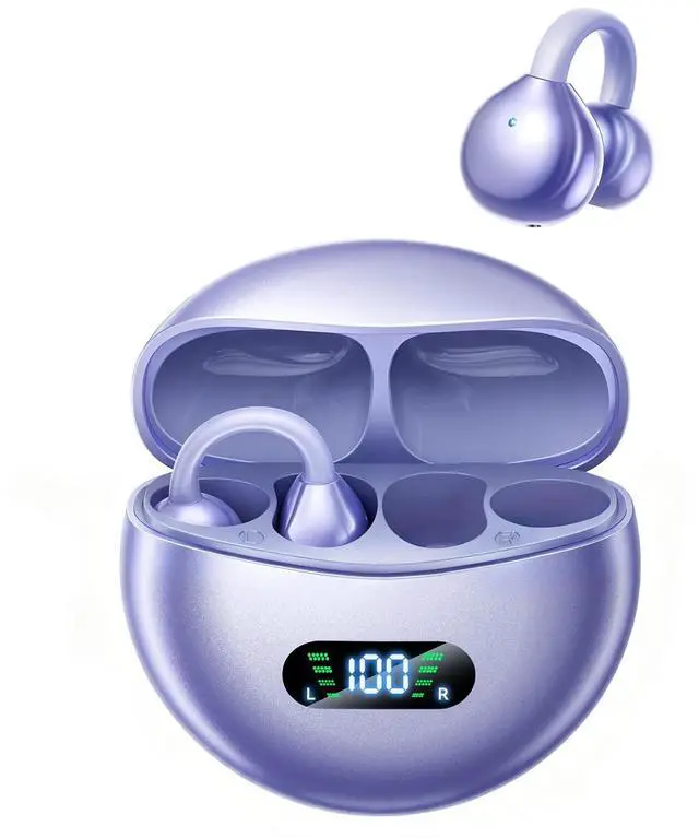 Main image of CHENRUIDA Clip On Earbuds Open Ear Ear Buds Wireless Bluetooth 5.4 Headphones,48H Playtime,IPX6 Waterproof,Touch Control,Comfortable for Workouts and Daily Use (Purple)