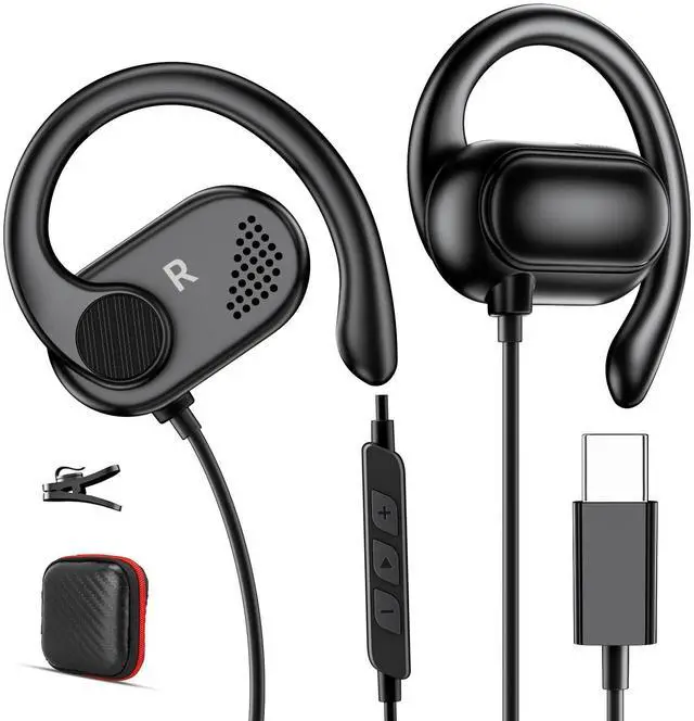 Main image of COOYA USB C Open Ear Headphones for Samsung S26 S25 S23 Wired Earbuds Black