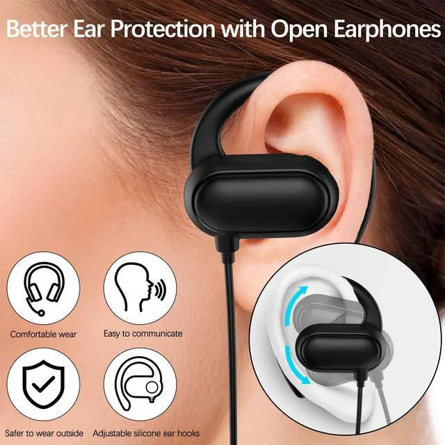 Alt view image 7 of 7 - COOYA USB C Open Ear Headphones for Samsung S26 S25 S23 Wired Earbuds Black
