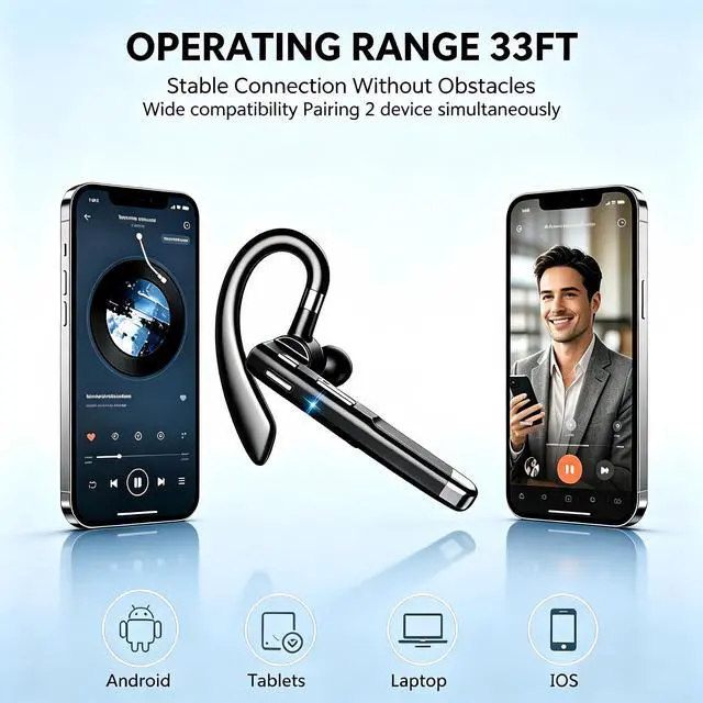 Alt view image 5 of 7 - Hsility Bluetooth Headset for Work V6.1 Business Earbud with 500 mAh Charging Case100Hrs Talk Time Dual Noise Cancel Wireless Earpiece,CVC8.0 Noise Cancelling Wireless Earbud for Trucker/Home/Office
