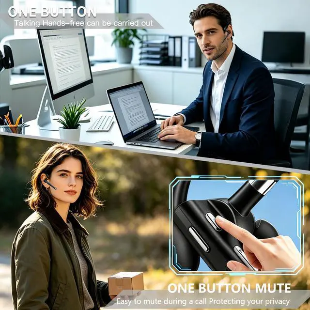 Alt view image 6 of 7 - Hsility Bluetooth Headset for Work V6.1 Business Earbud with 500 mAh Charging Case100Hrs Talk Time Dual Noise Cancel Wireless Earpiece,CVC8.0 Noise Cancelling Wireless Earbud for Trucker/Home/Office
