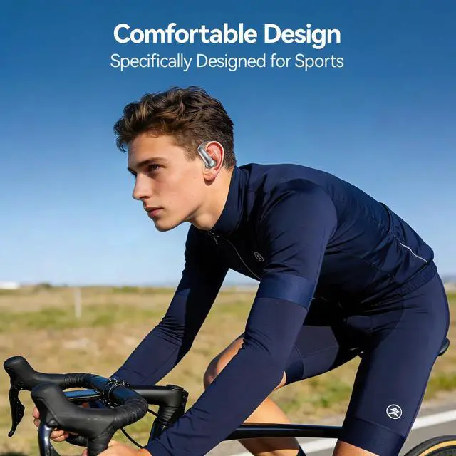 Alt view image 5 of 7 - CHENRUIDA Wireless Ear Buds with Ear Hooks Bluetooth 6.0 Headphones,48H Playtime,Over Ear Buds with LED Power Display,IPX6 Waterproof for Sport Workout Running (Silvery)