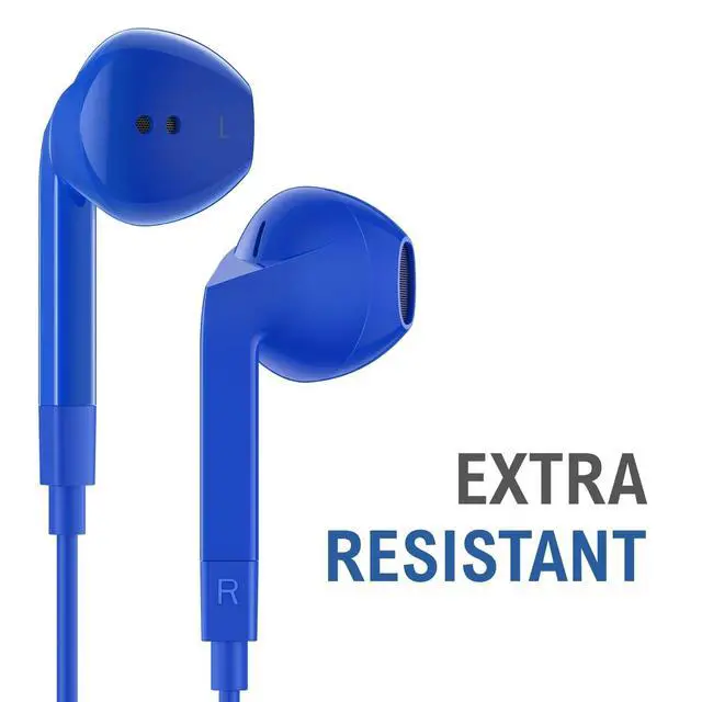 Alt view image 6 of 7 - LUDOS FEROX Wired Earbuds in-Ear Headphones, 5 Year Warranty, Earphones with Microphone, Noise Isolation Corded for 3.5mm Jack Ear Buds for iPhone, Samsung, Laptop, Kids, School Students - Blue